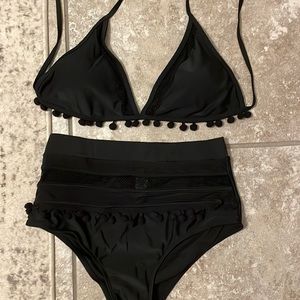 Never worn black high waisted bikini